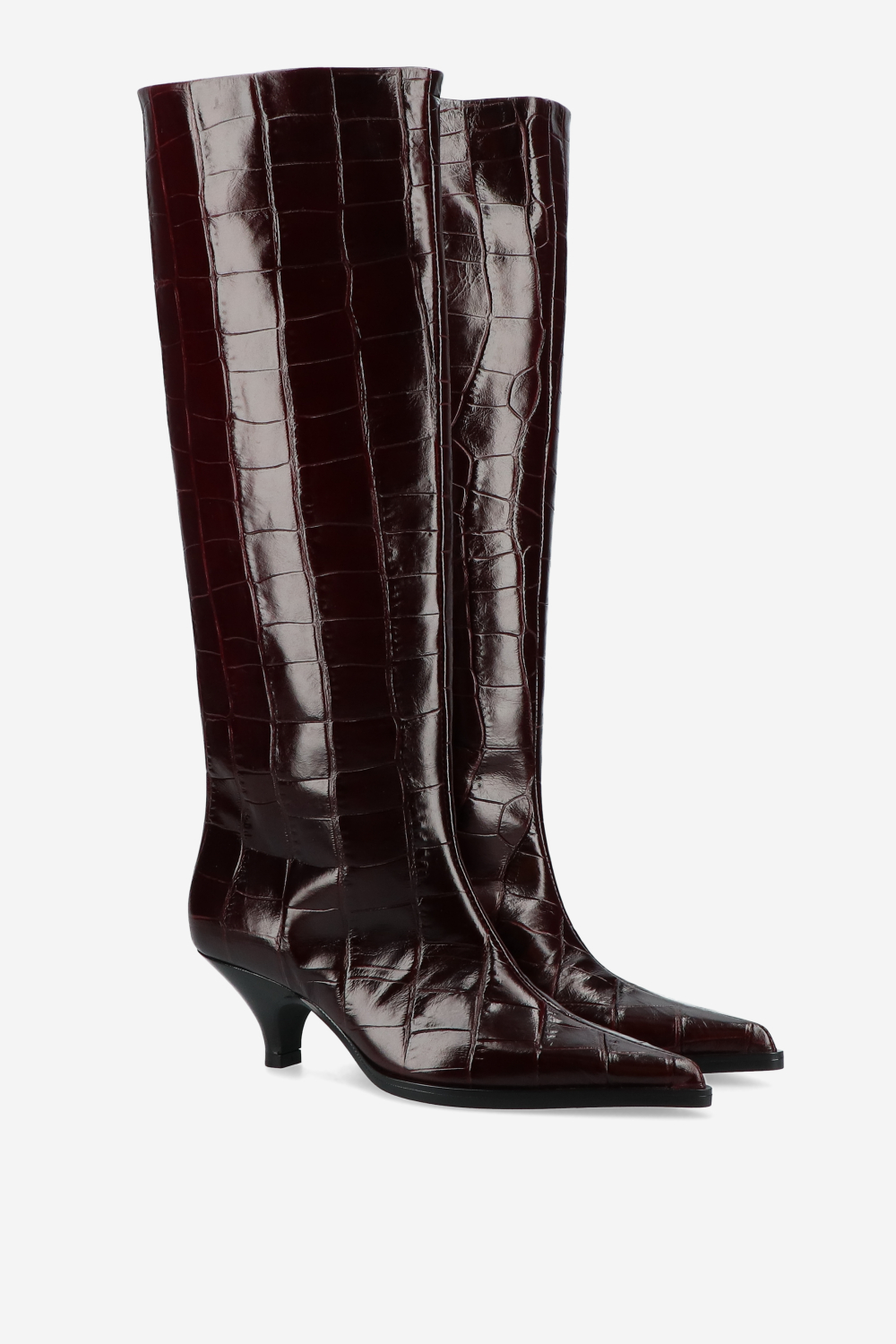 Embossed leather slouch boots