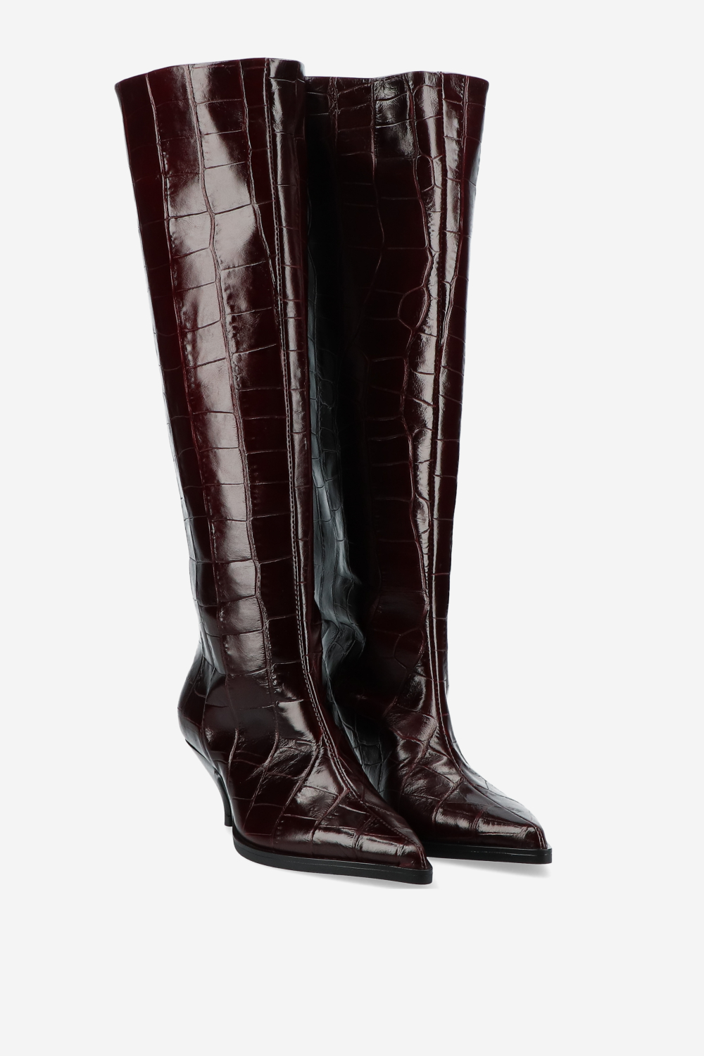 Embossed leather slouch boots