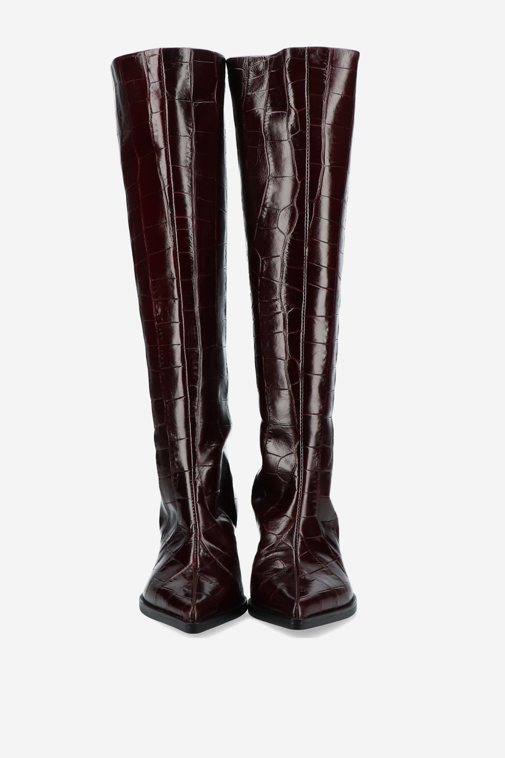 Embossed leather slouch boots