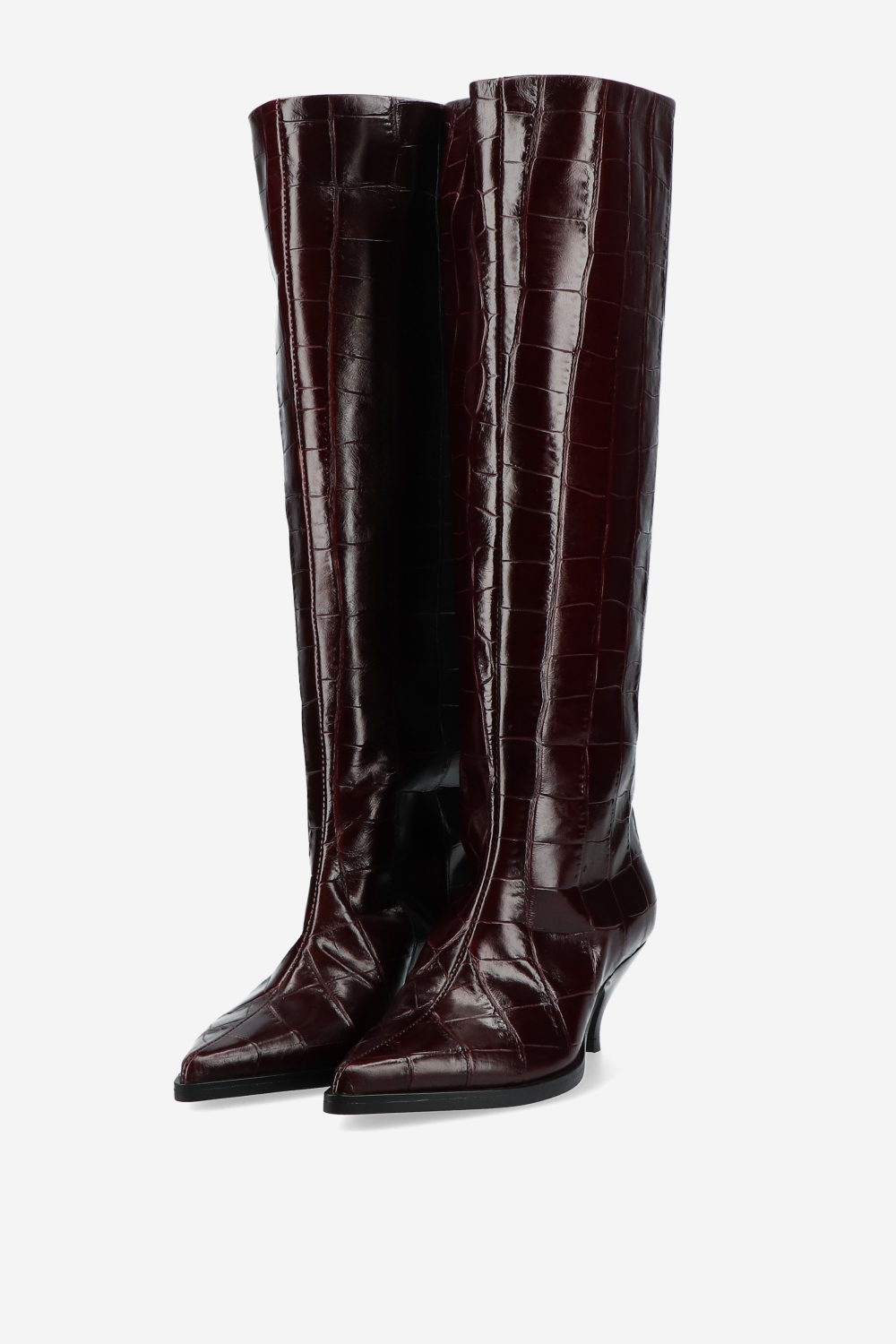 Embossed leather slouch boots