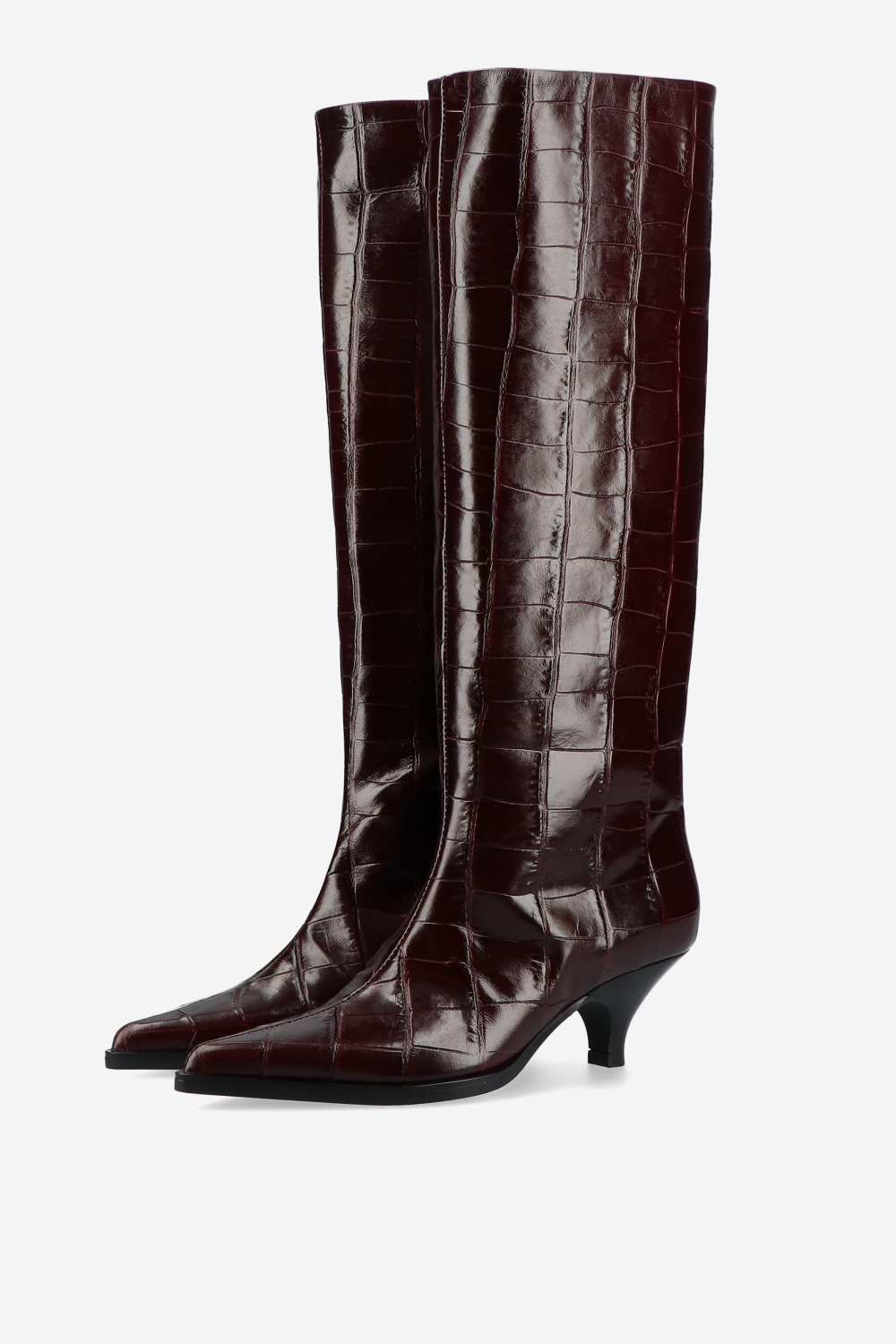 Embossed leather slouch boots