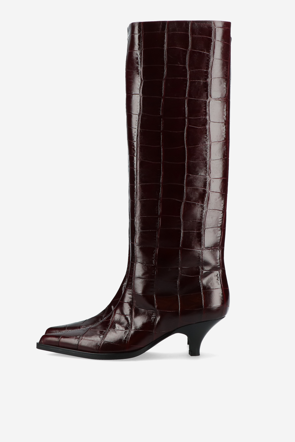 Embossed leather slouch boots