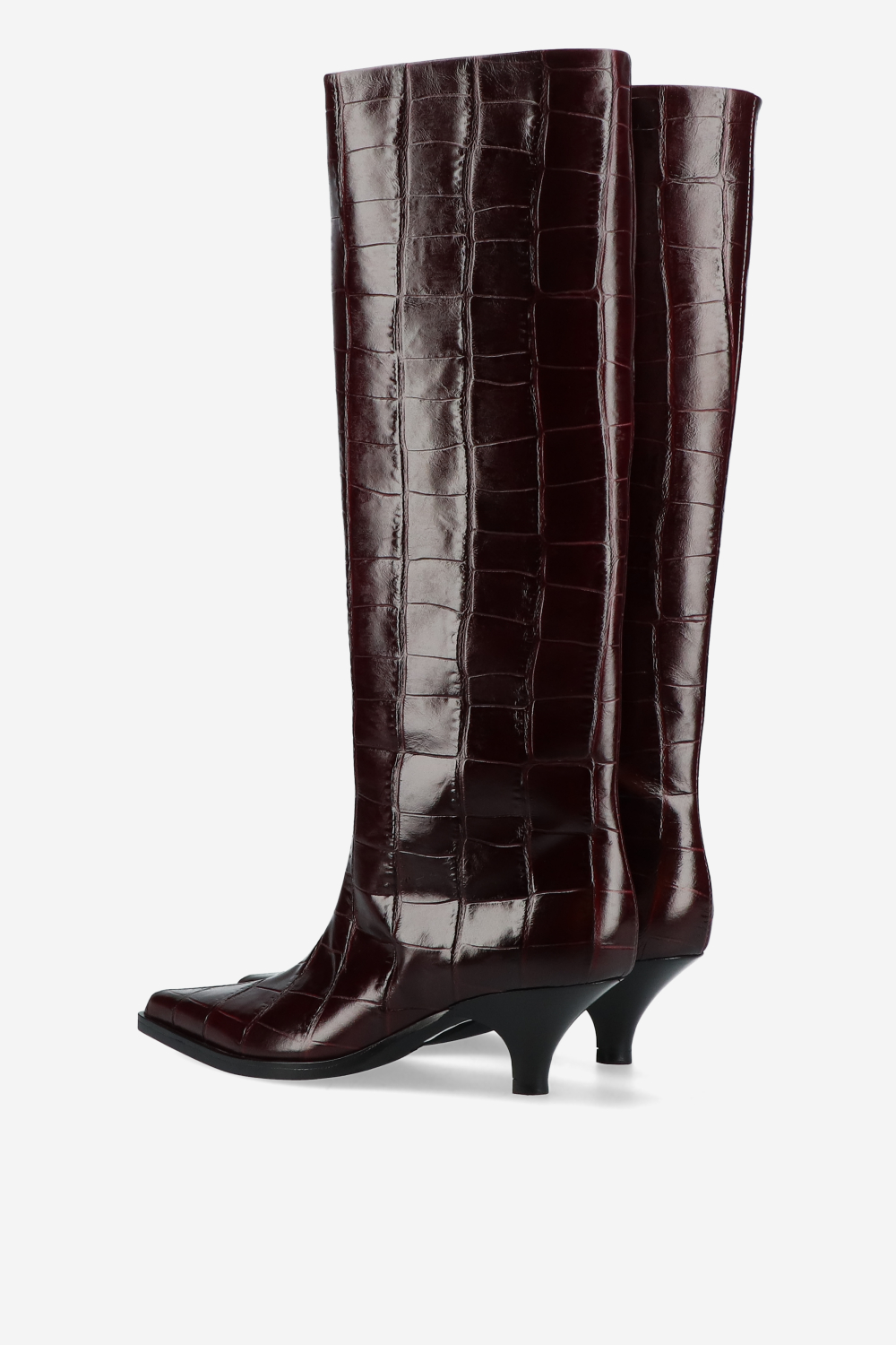 Embossed leather slouch boots