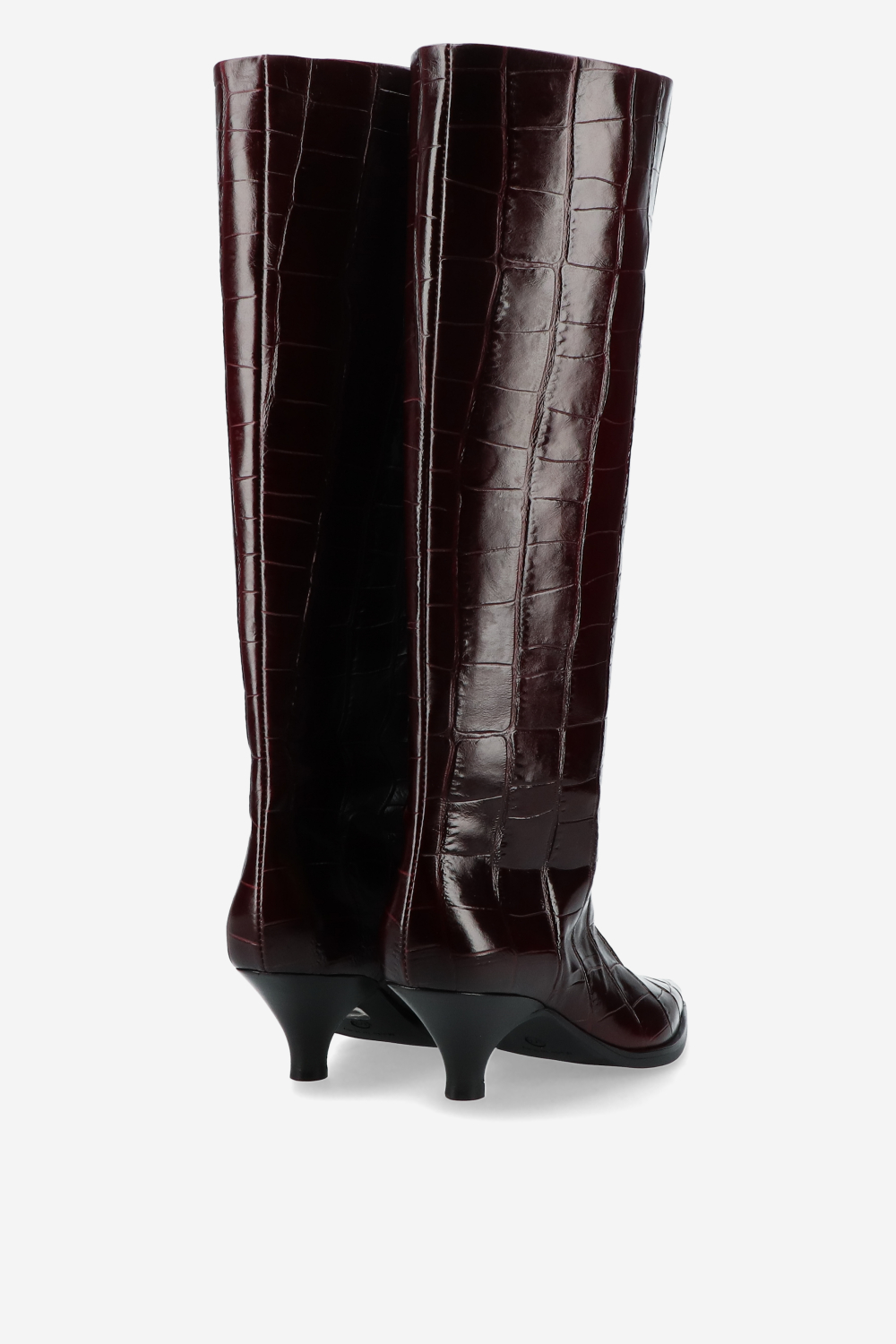 Embossed leather slouch boots