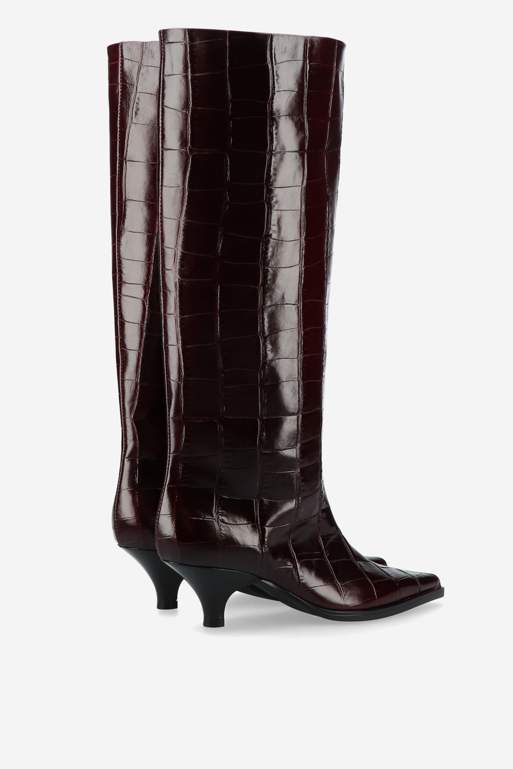 Embossed leather slouch boots
