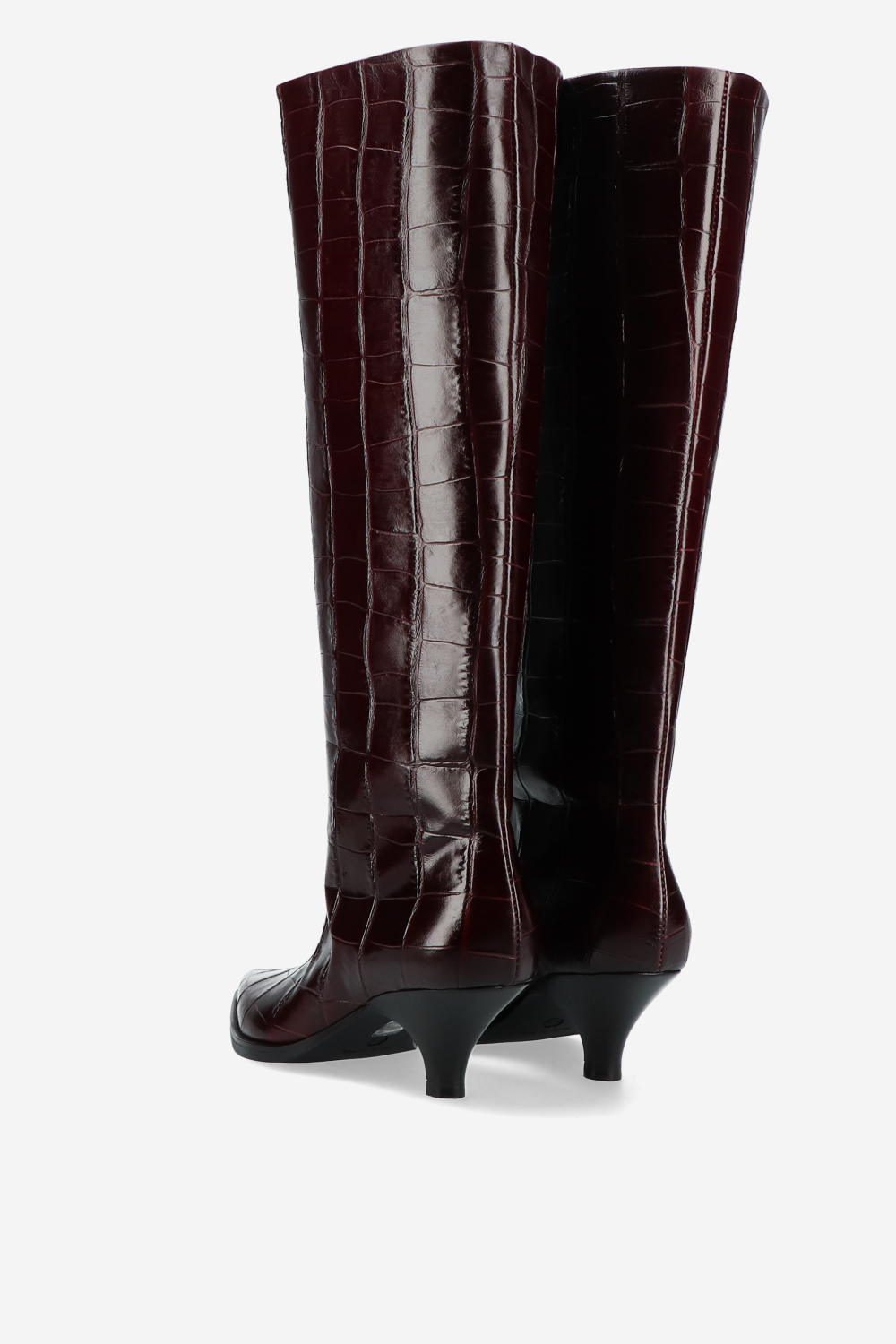 Embossed leather slouch boots