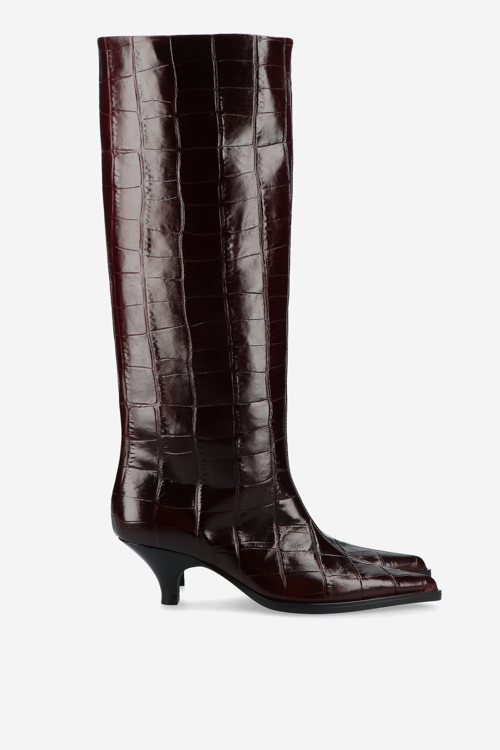 Embossed leather slouch boots