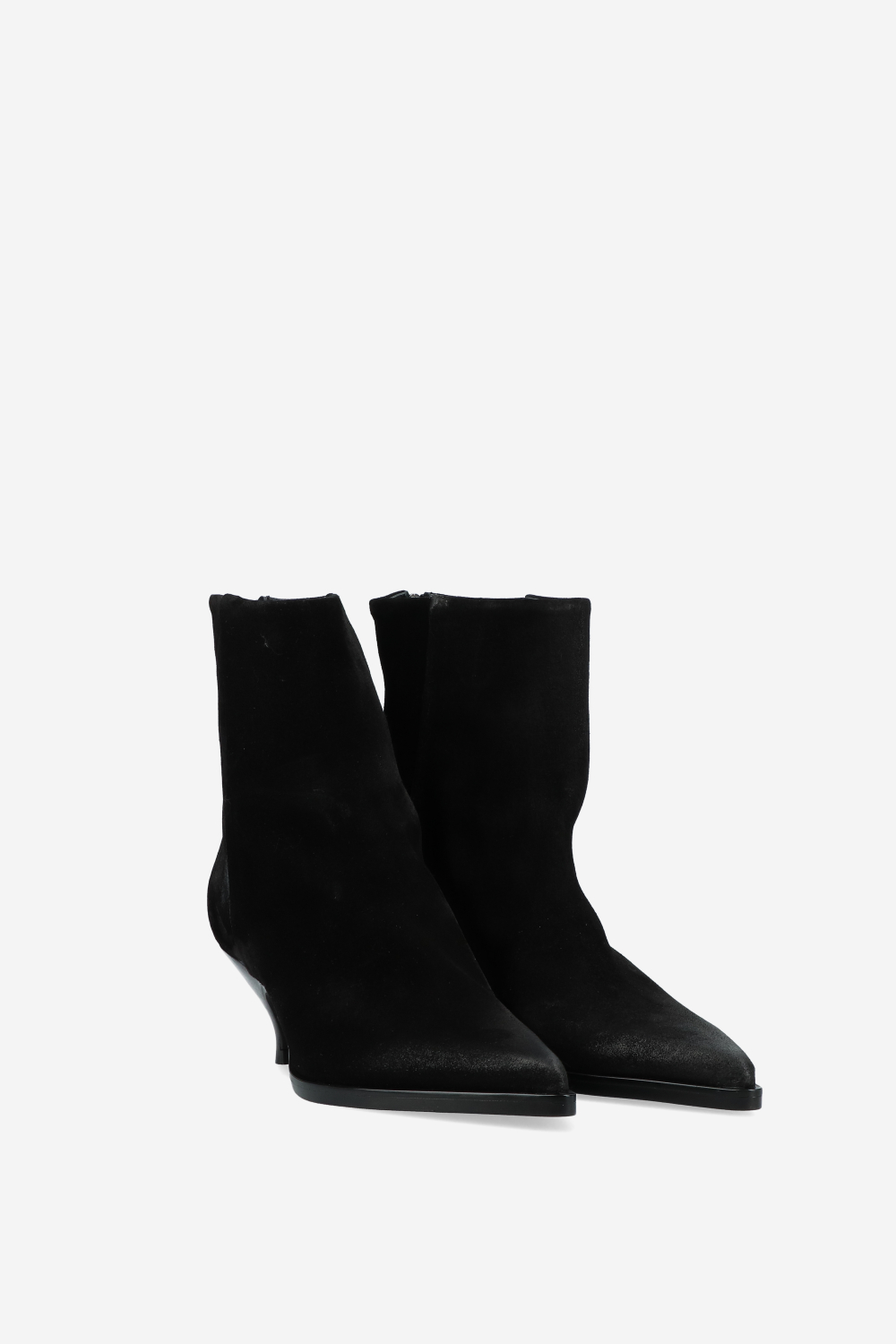 Pointed toe suede ankle boots