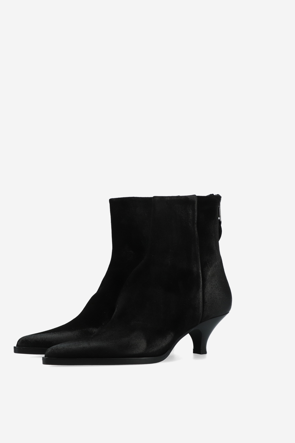 Pointed toe suede ankle boots