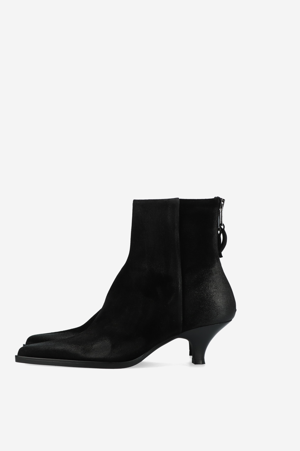 Pointed toe suede ankle boots