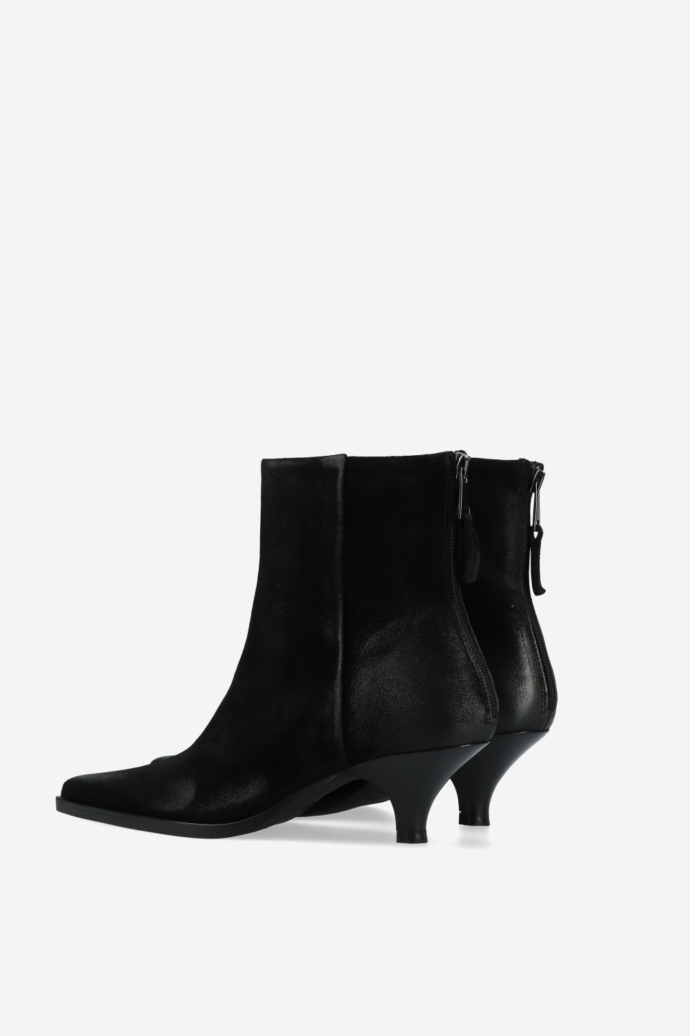 Pointed toe suede ankle boots