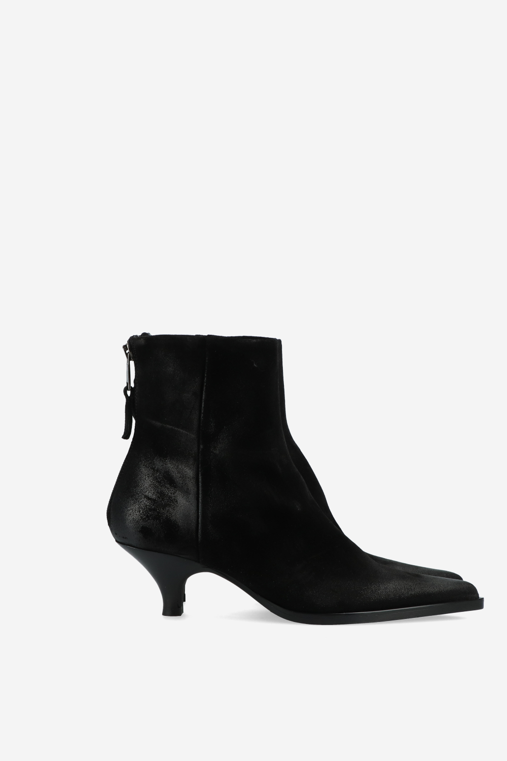 Pointed toe suede ankle boots