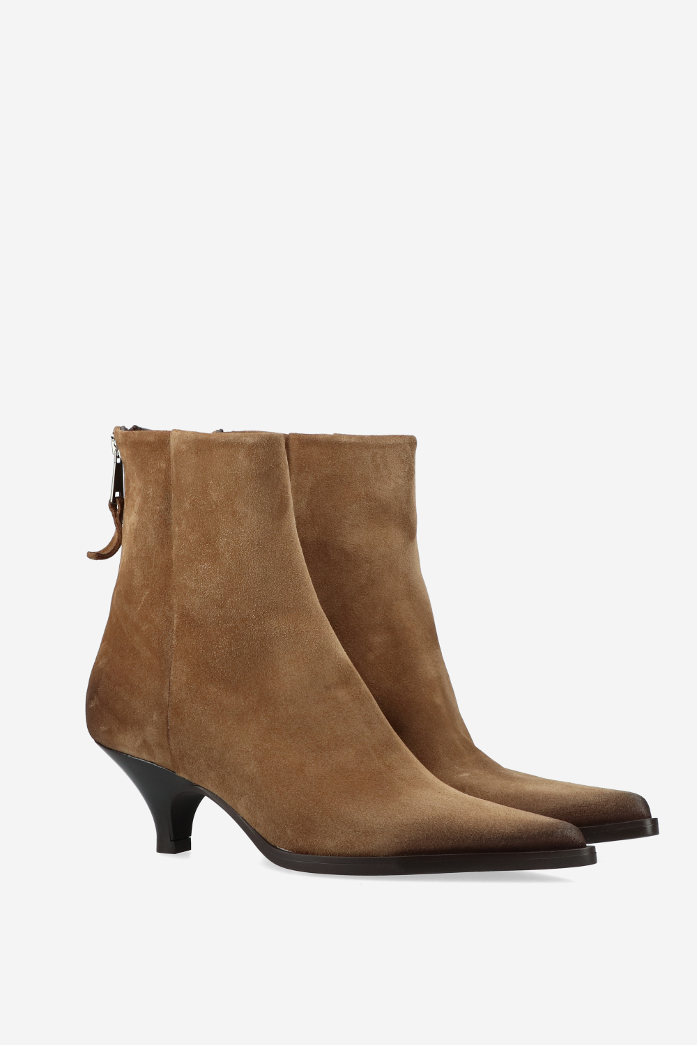 Pointed toe suede ankle boots