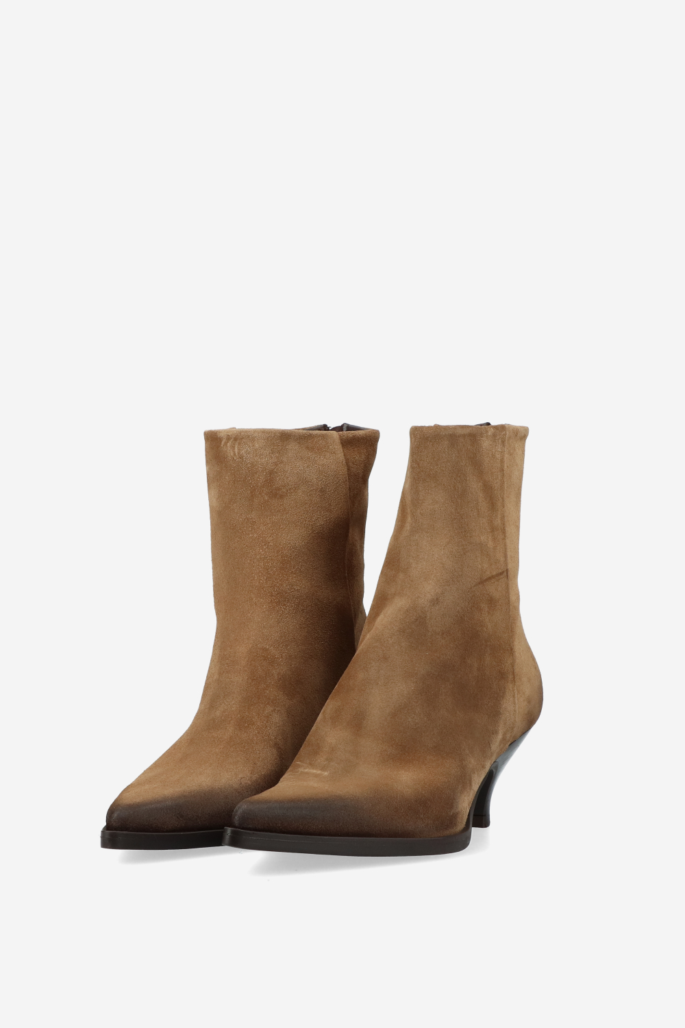 Pointed toe suede ankle boots