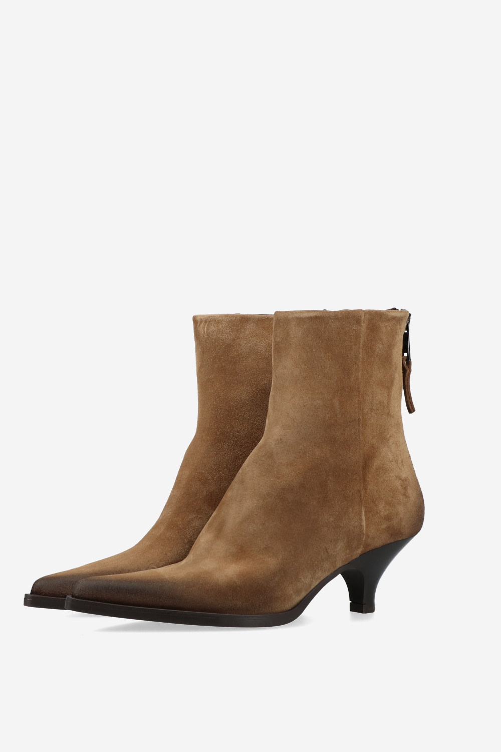 Pointed toe suede ankle boots