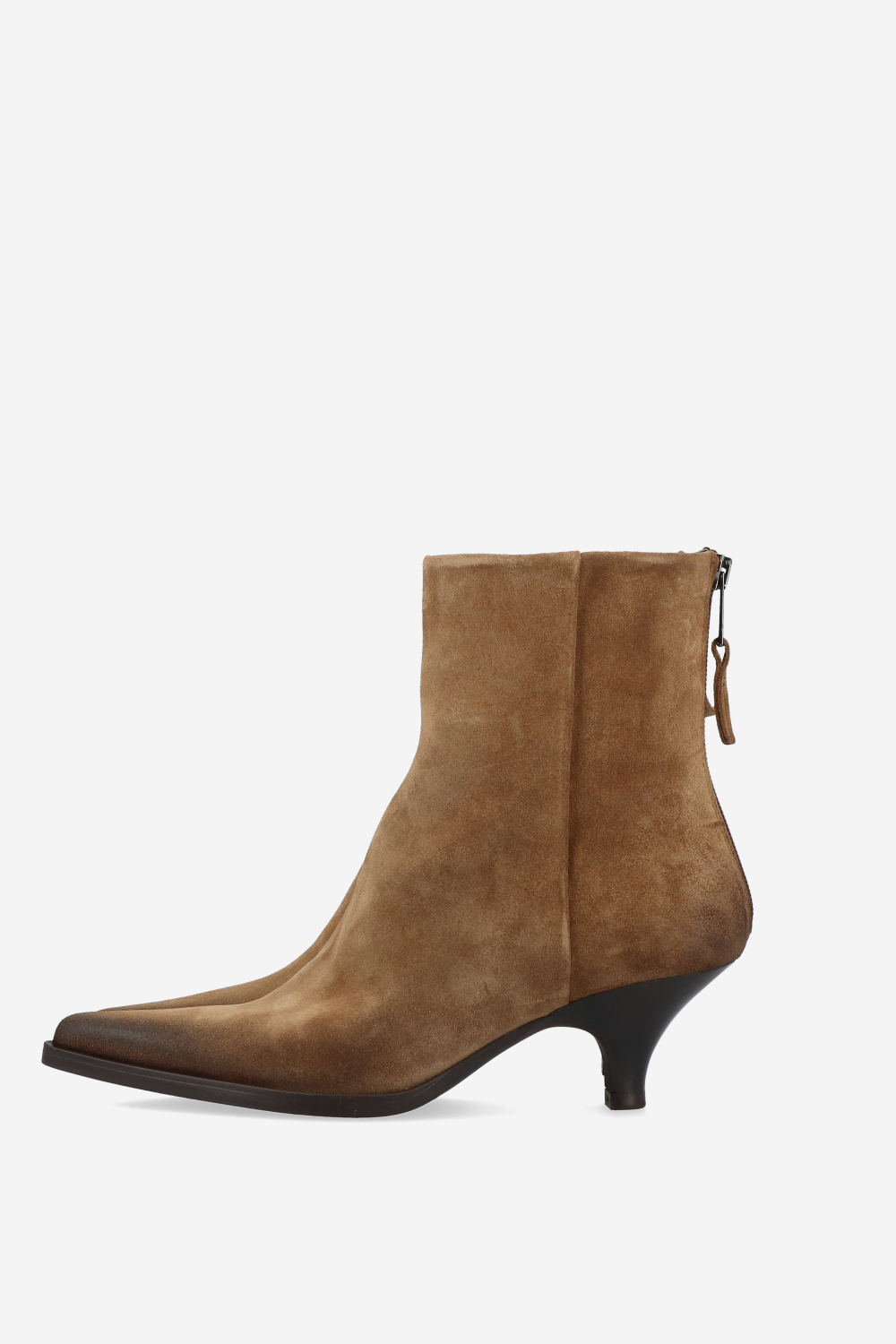 Pointed toe suede ankle boots