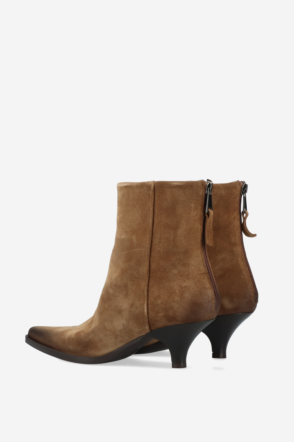 Pointed toe suede ankle boots