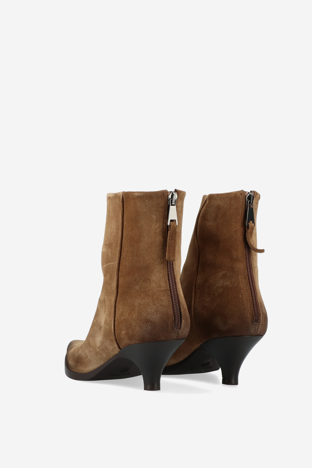 Pointed toe suede ankle boots