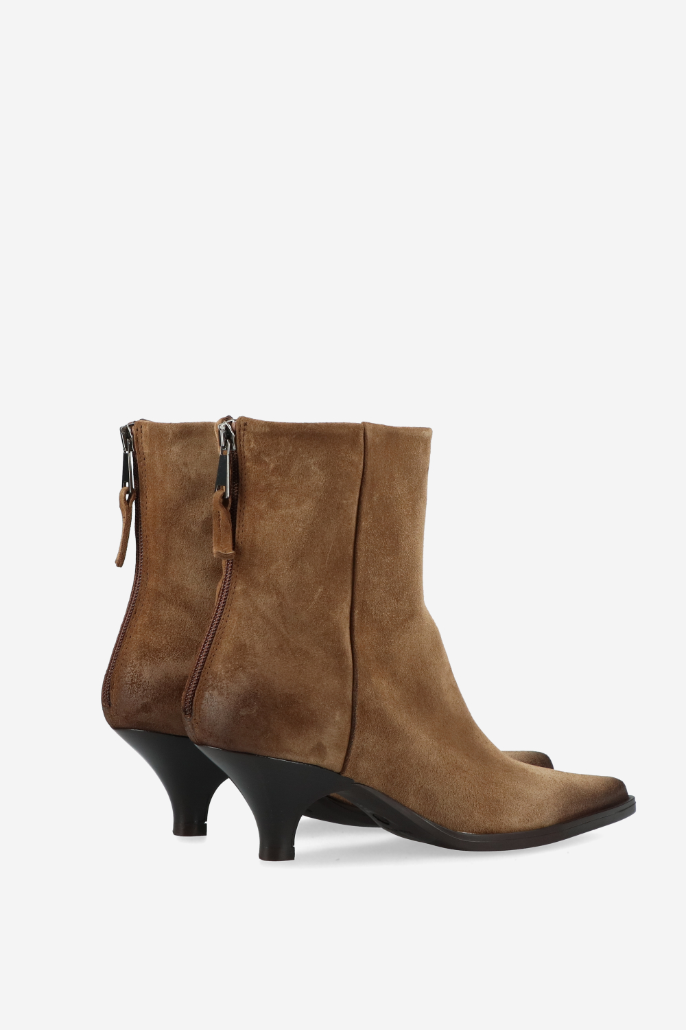 Pointed toe suede ankle boots