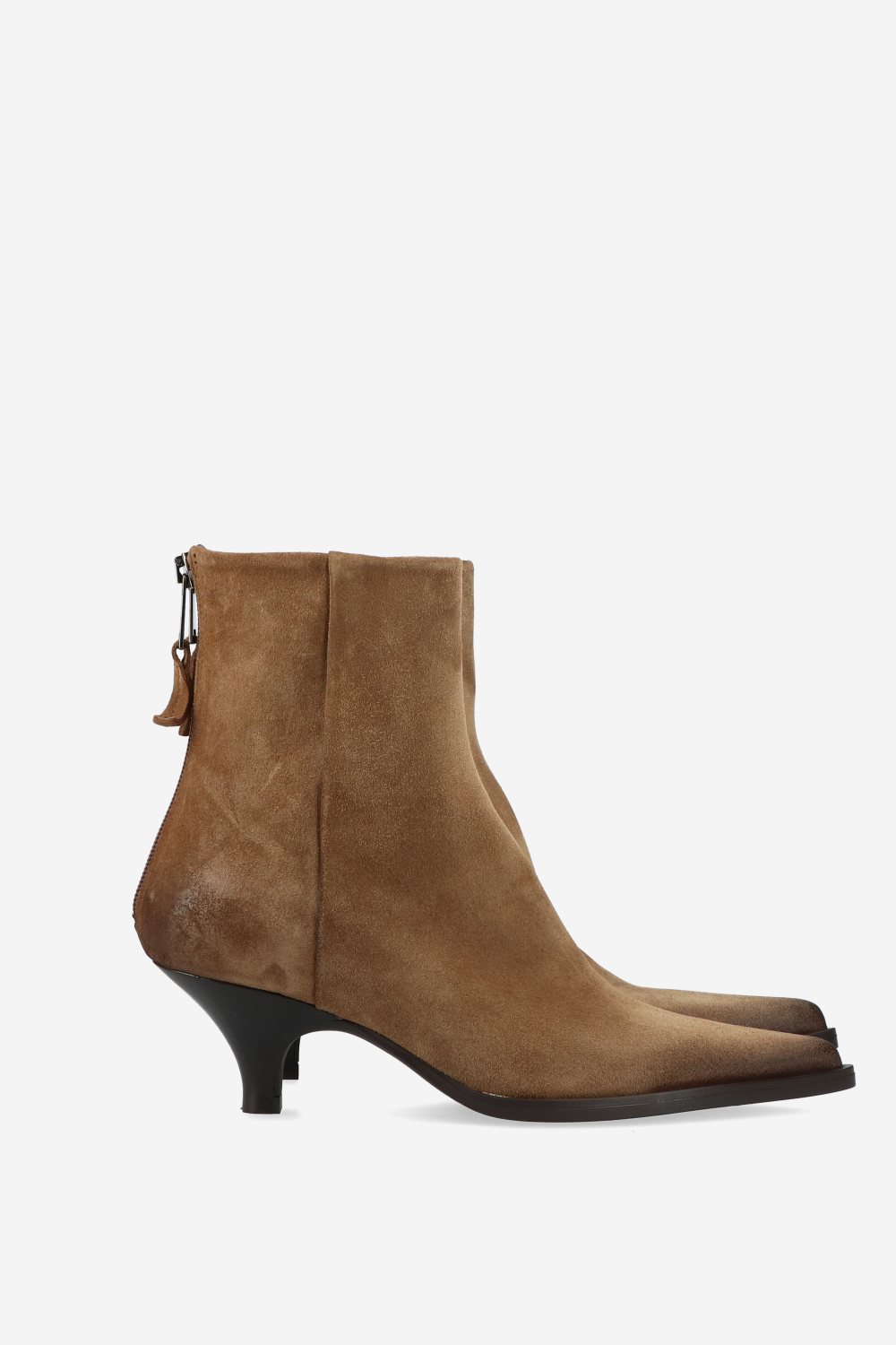 Pointed toe suede ankle boots