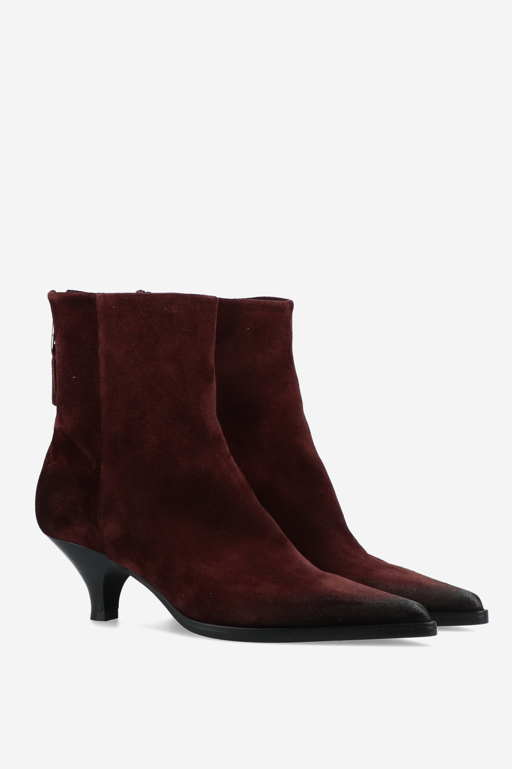 Pointed toe suede ankle boots