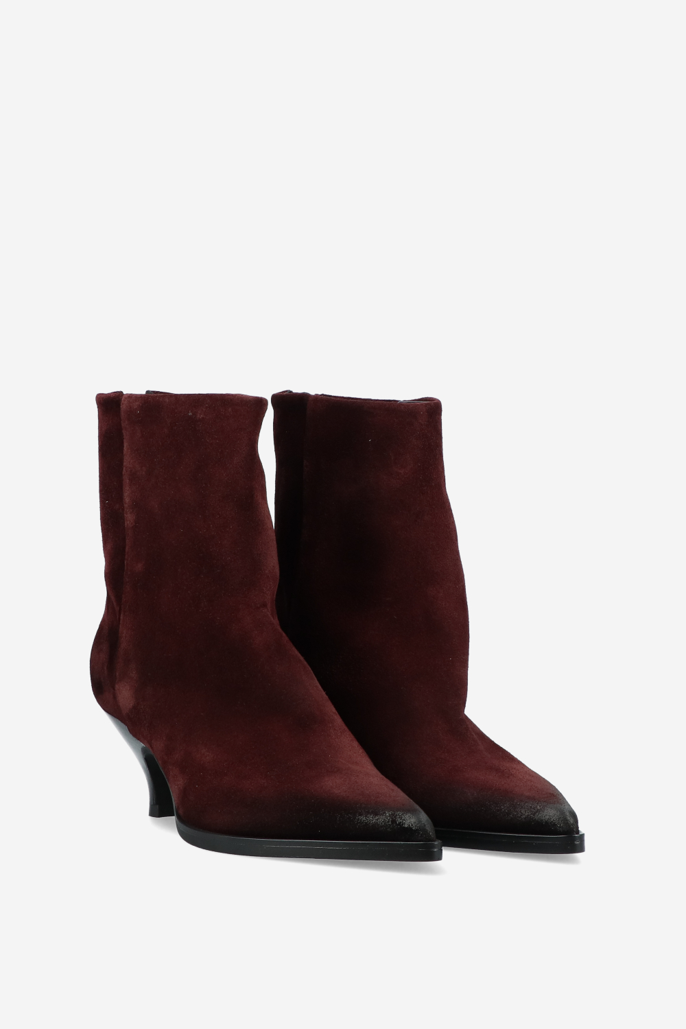 Pointed toe suede ankle boots