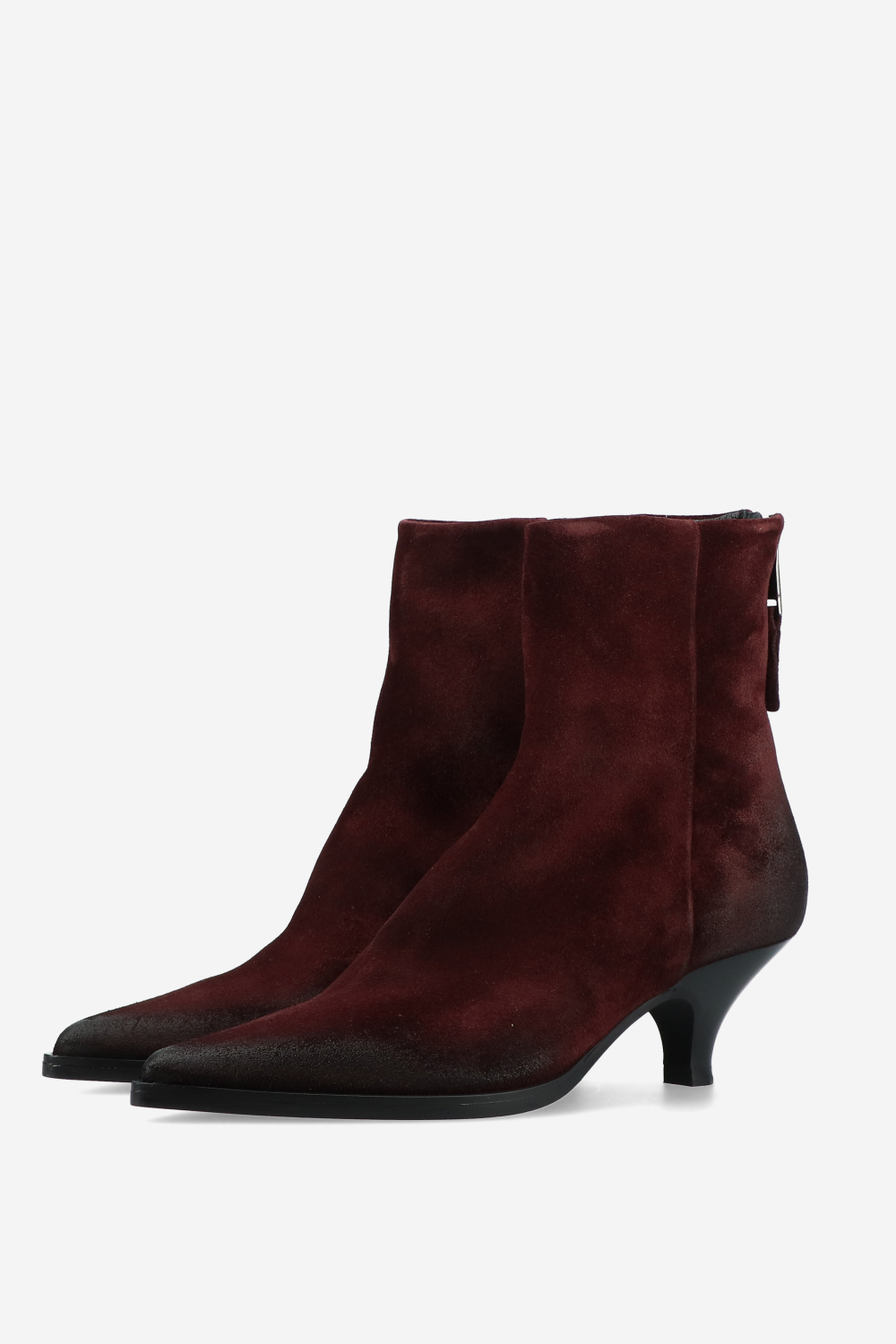 Pointed toe suede ankle boots