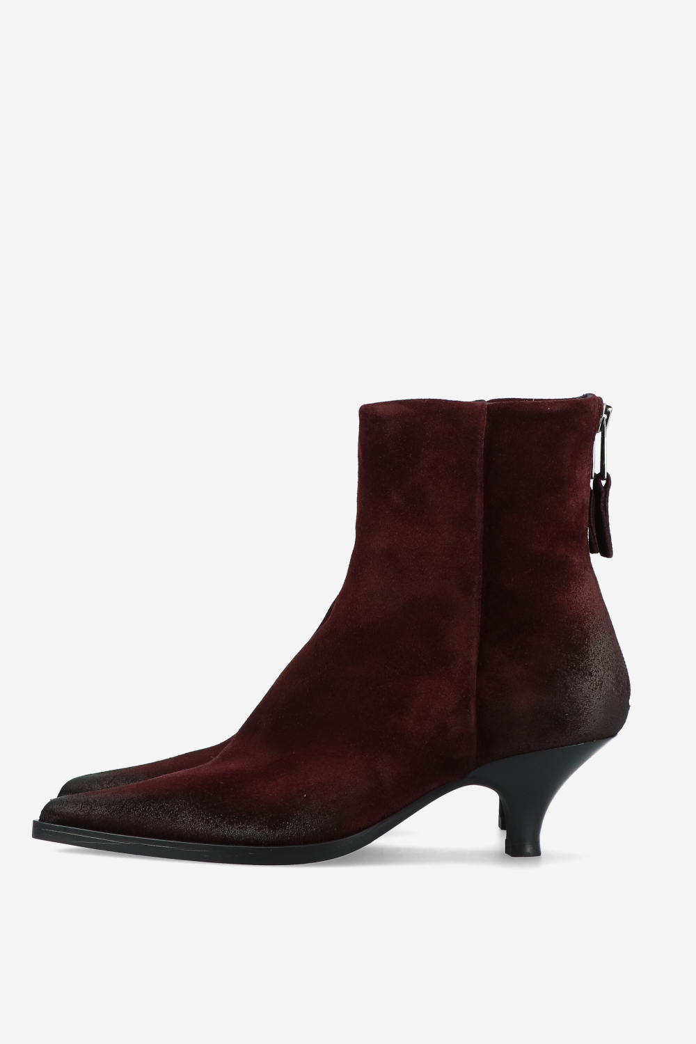 Pointed toe suede ankle boots