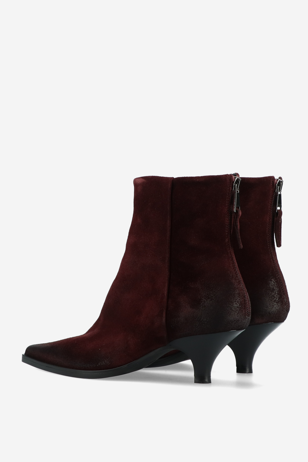 Pointed toe suede ankle boots