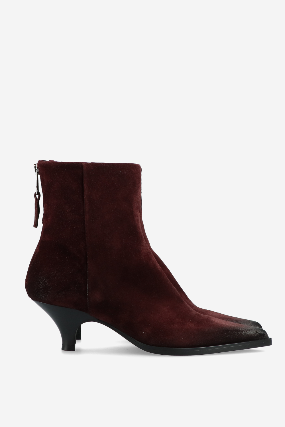 Pointed toe suede ankle boots