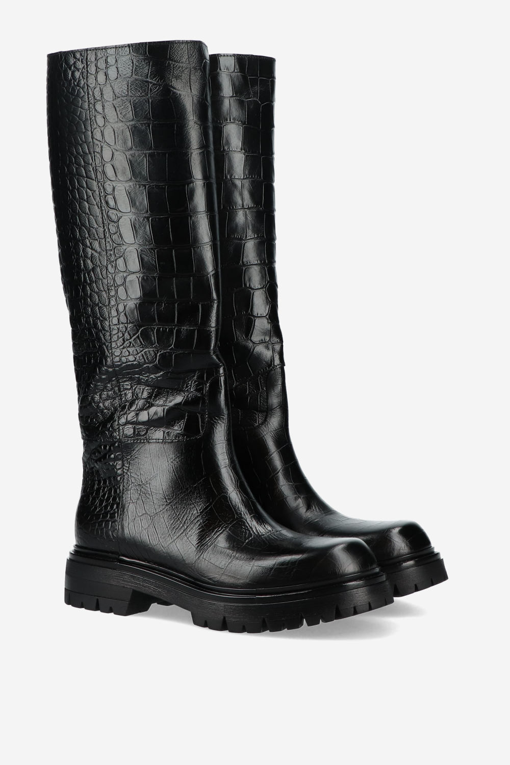 Croco high leather boots