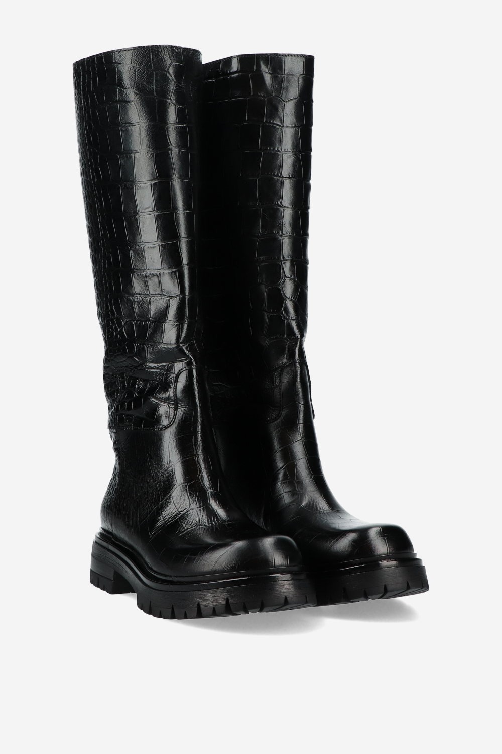 Croco high leather boots