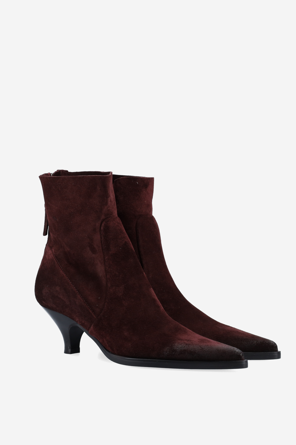Pointed toe suede ankle boots