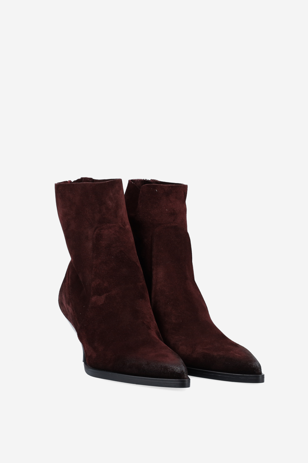 Pointed toe suede ankle boots