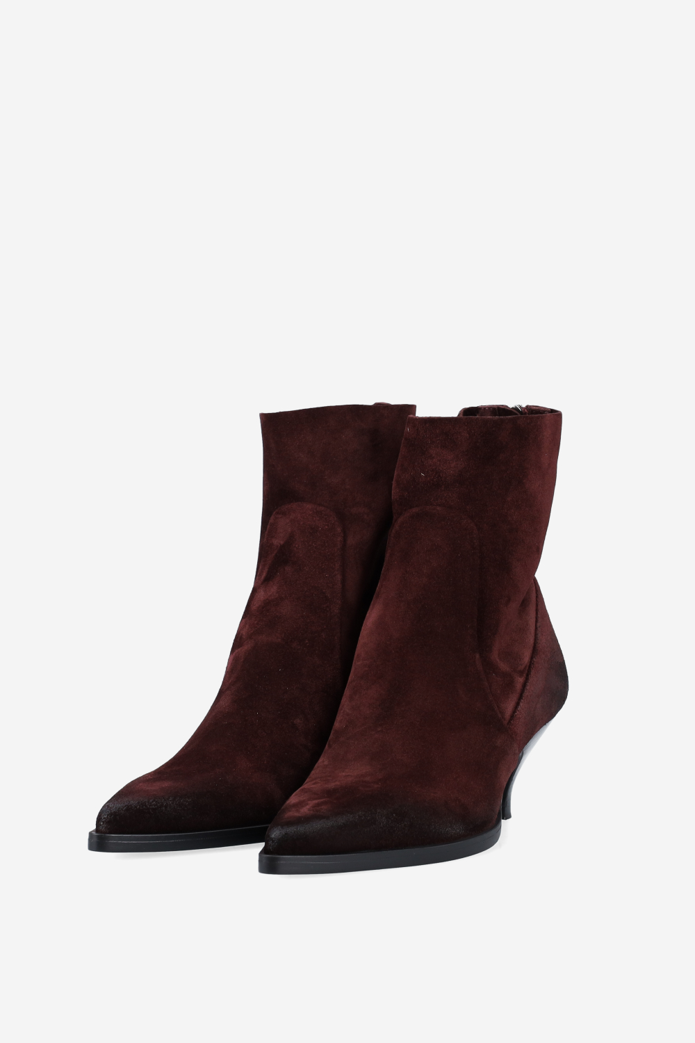 Pointed toe suede ankle boots