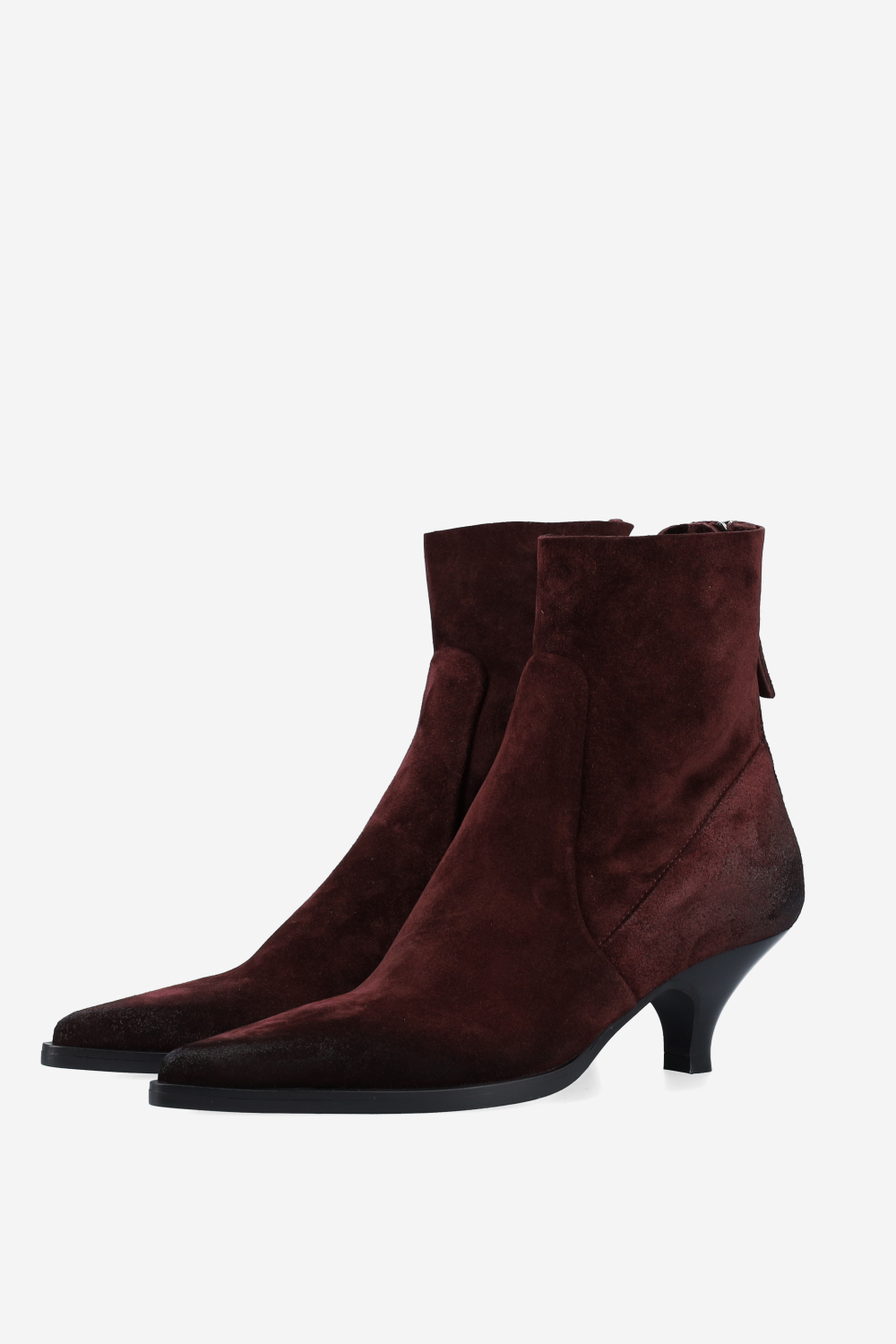Pointed toe suede ankle boots