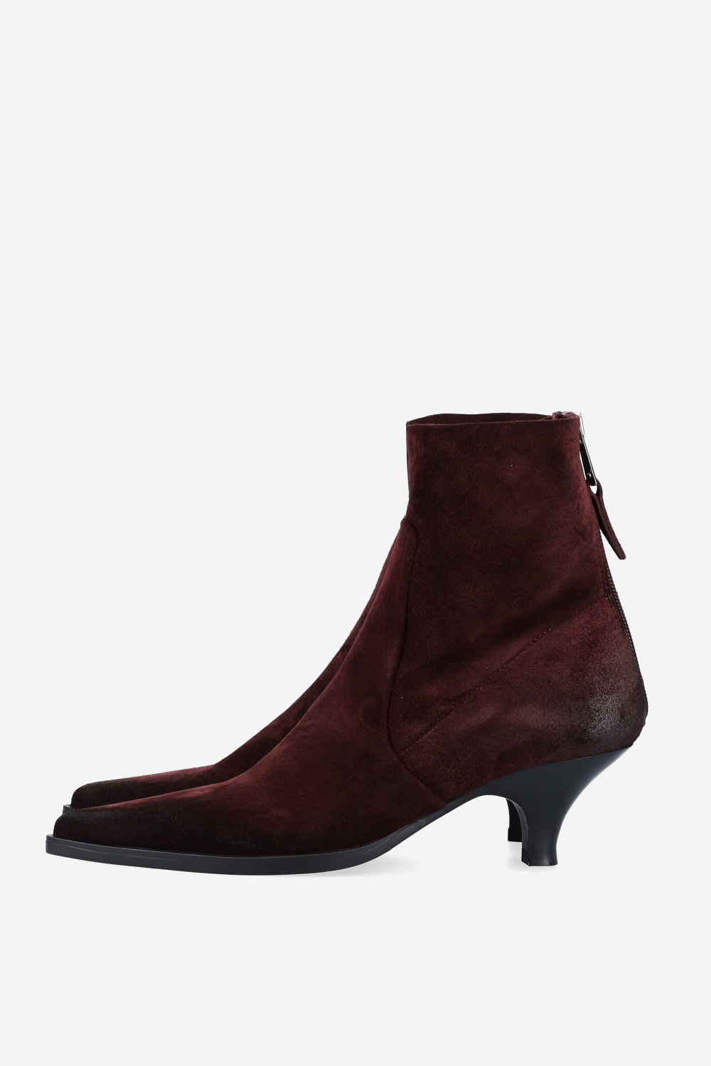 Pointed toe suede ankle boots
