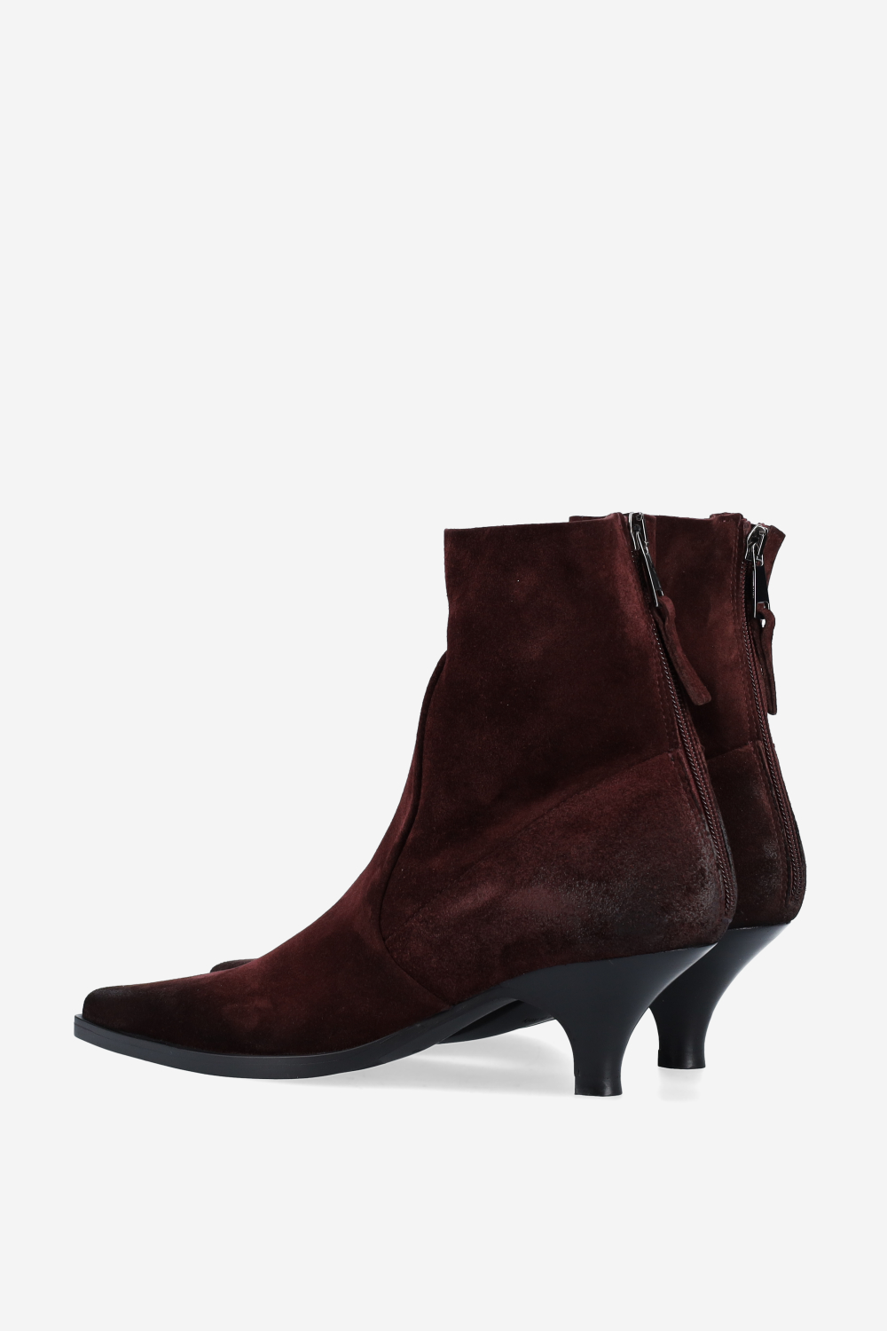 Pointed toe suede ankle boots