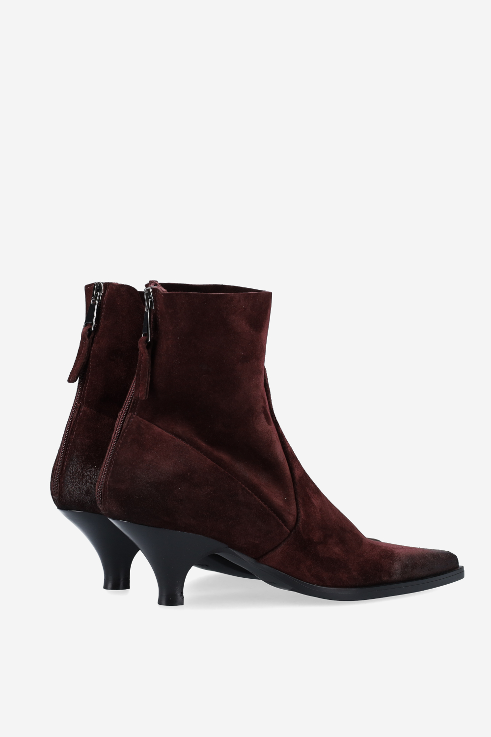 Pointed toe suede ankle boots