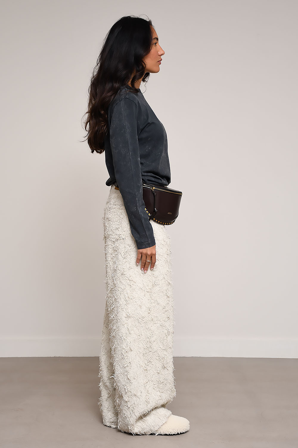 Haikure - Bethany fur denim wide leg jeans