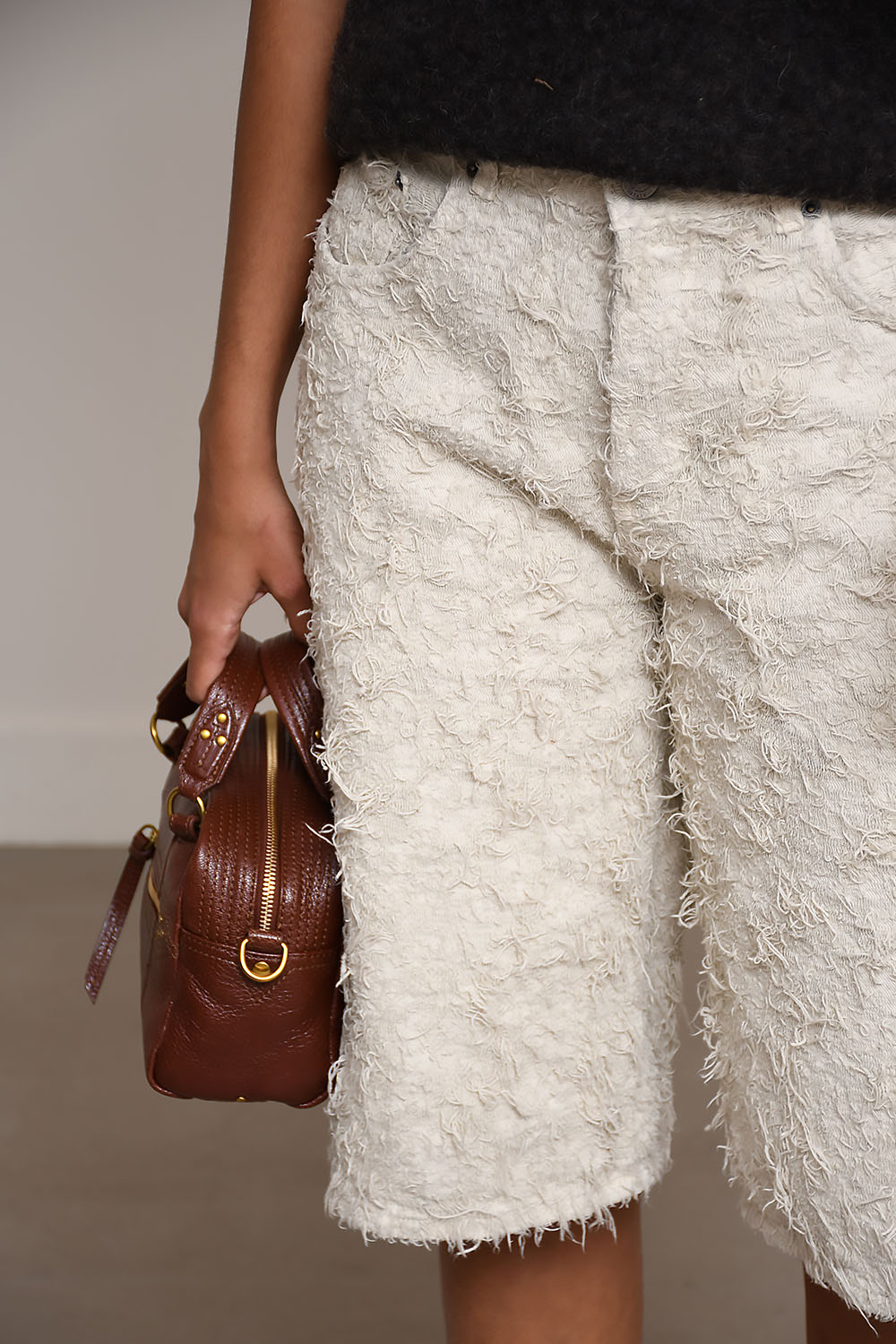 New becky fur denim short