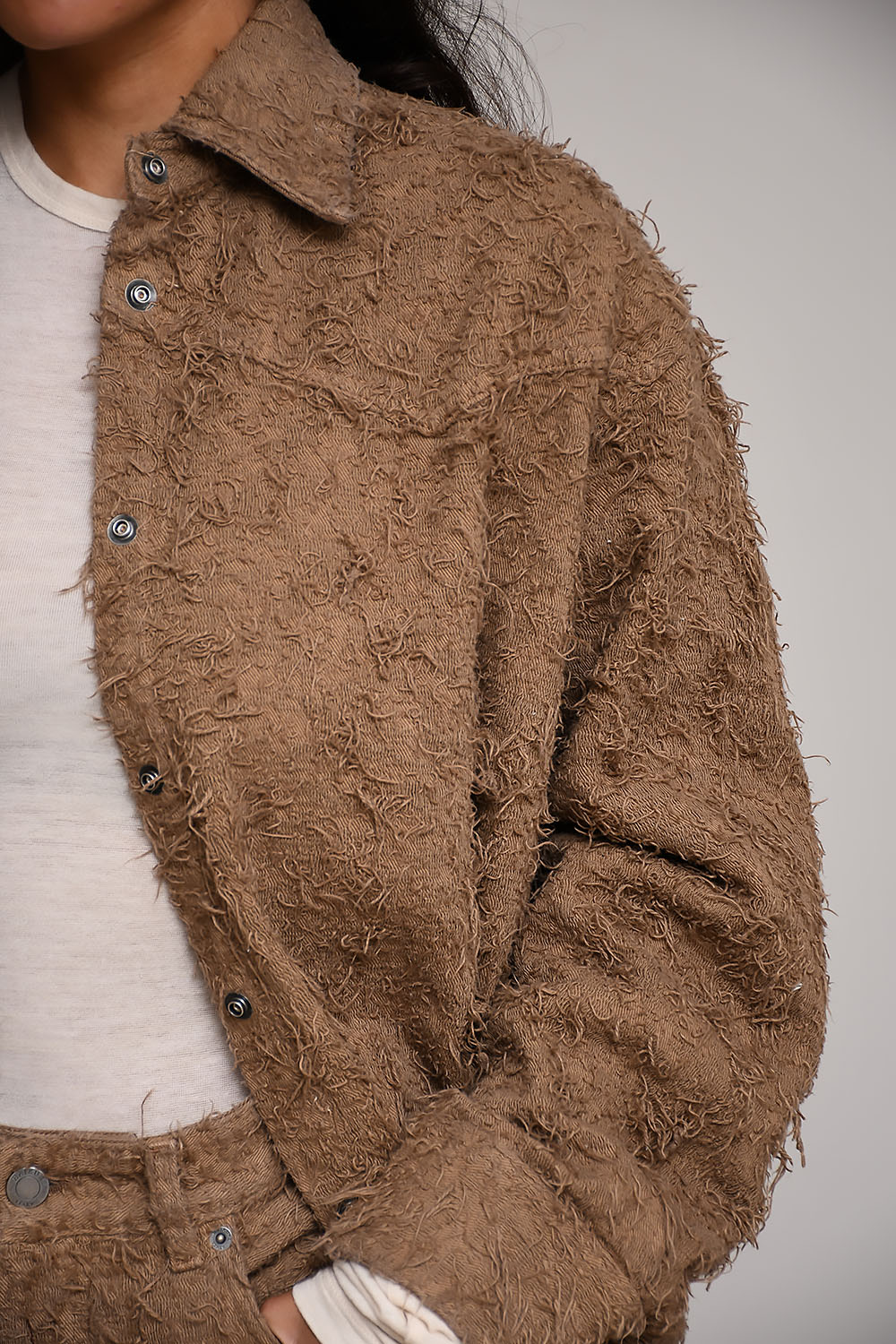 Belty/C fur denim jacket