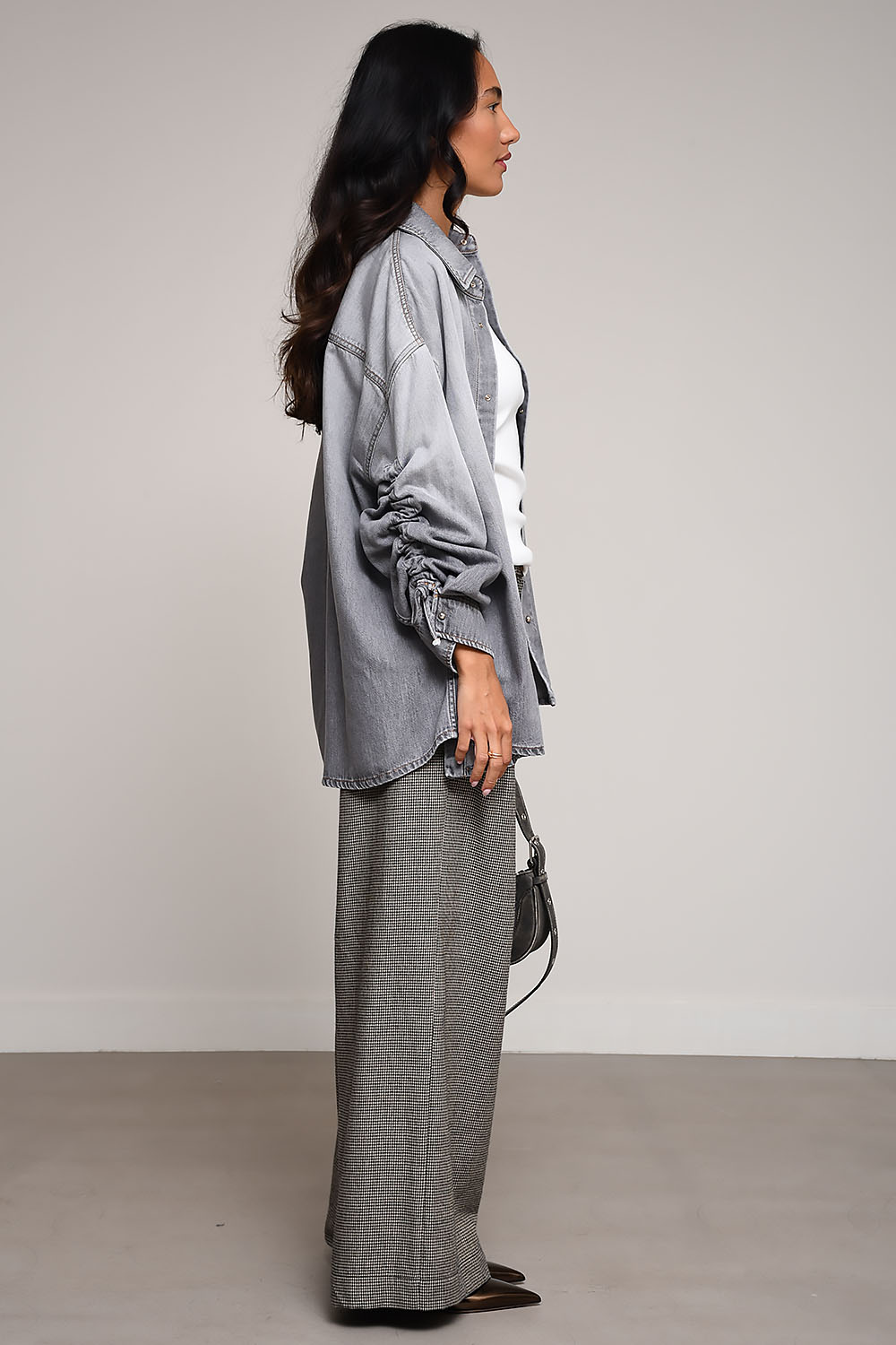 Darkpark - Keanu tencel denim rouche shirt