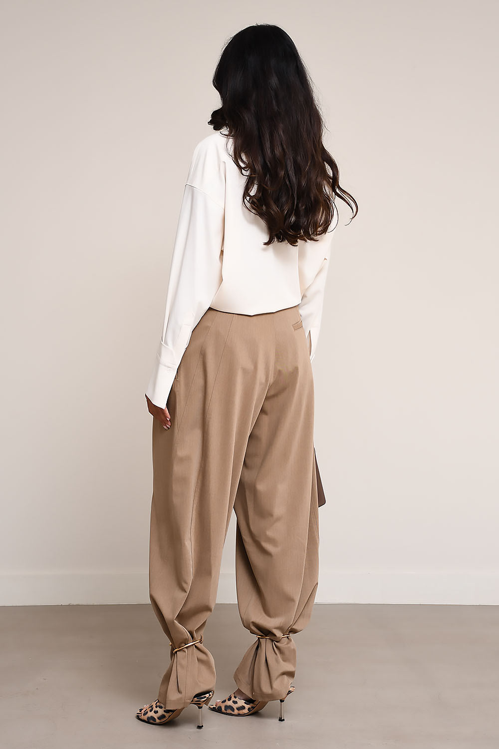 Phebe cuff adorned wide-leg wool pants