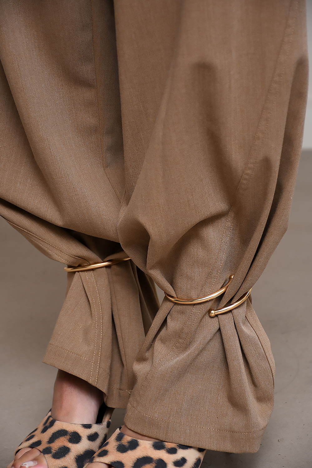 Phebe cuff adorned wide-leg wool pants