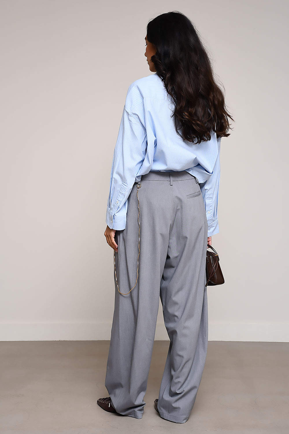 Phebe chain adorned wide-leg wool pants