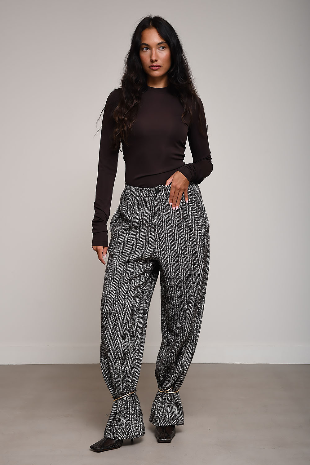 Darkpark - Phebe cuff adorned wide-leg wool pants
