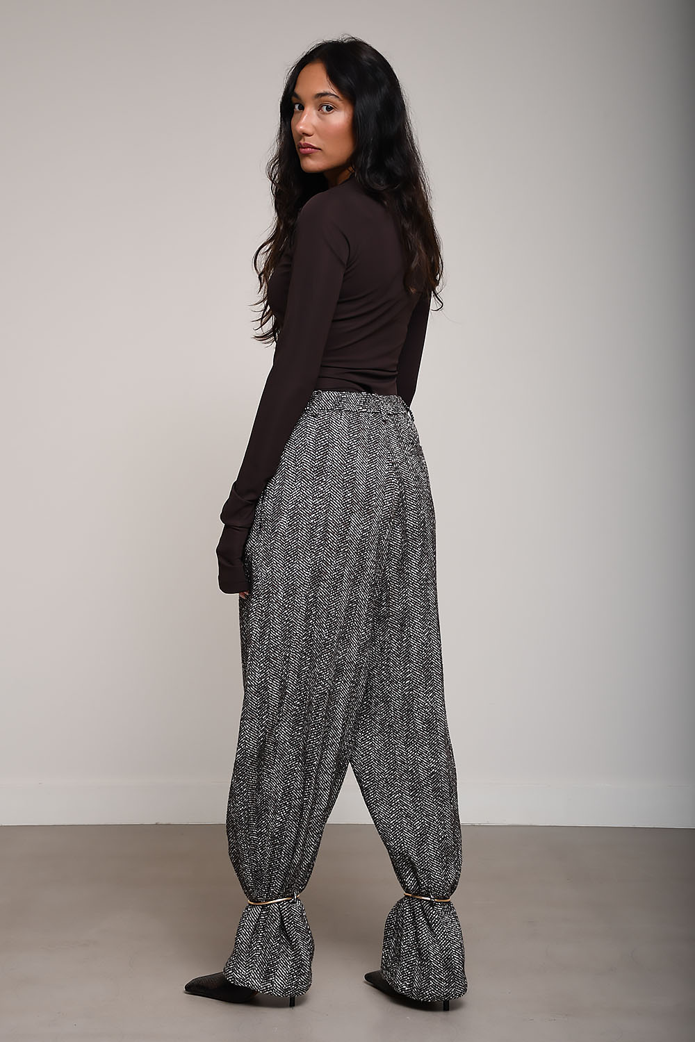 Phebe cuff adorned wide-leg wool pants