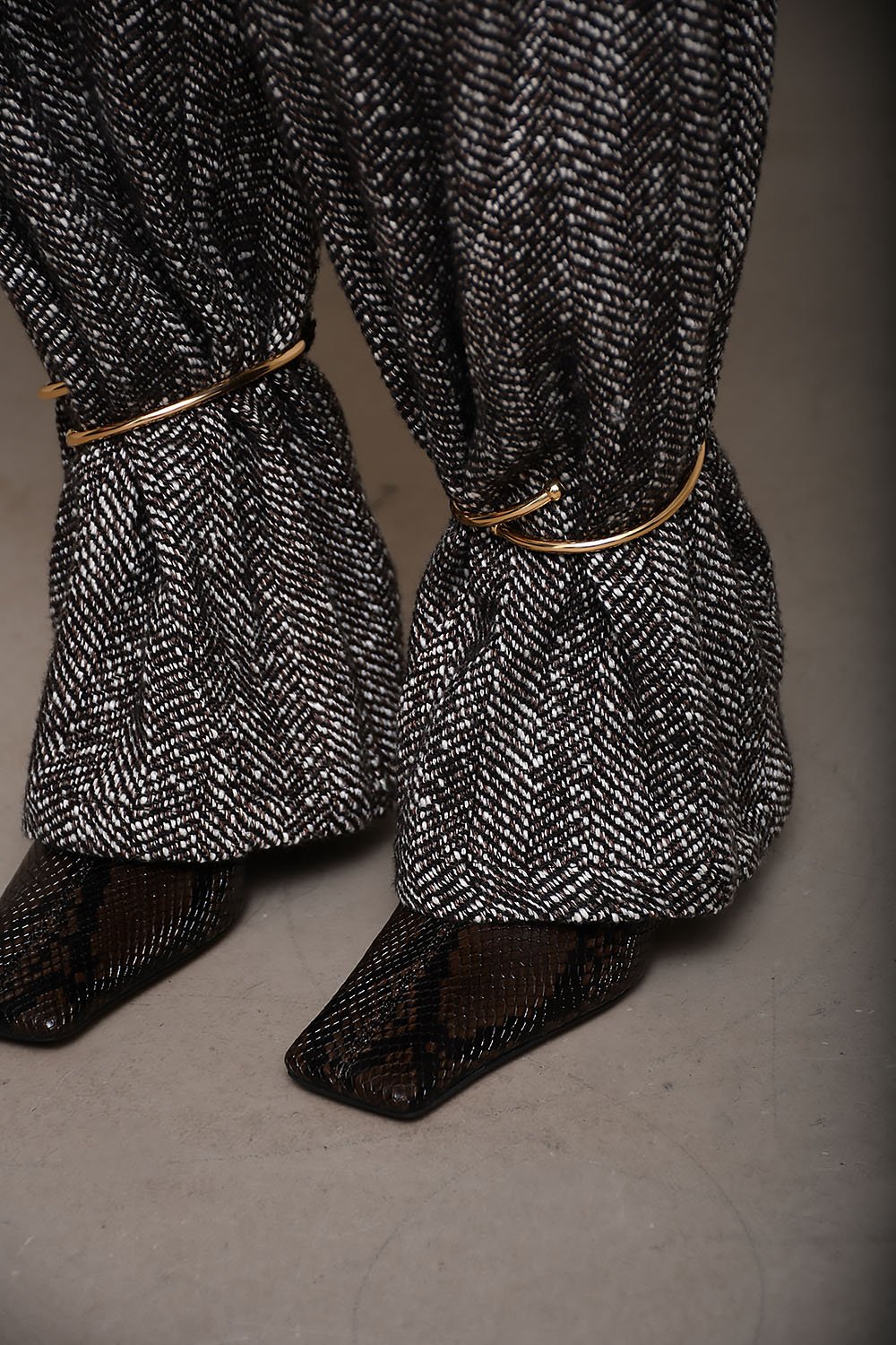 Phebe cuff adorned wide-leg wool pants