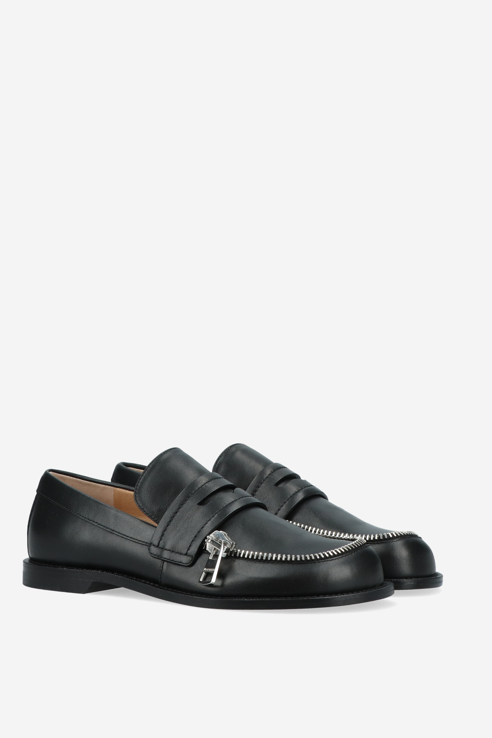 Biker leather zip loafer